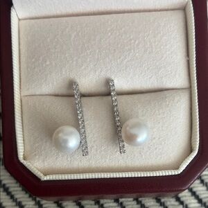 Elegant Silver Pearl Earrings